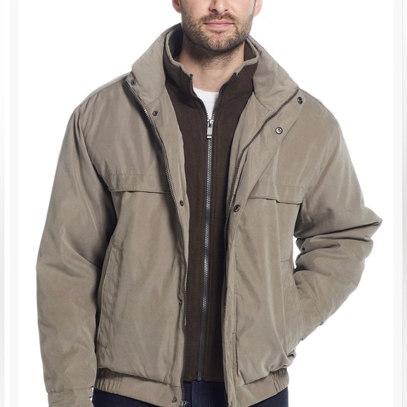 Weatherproof Other - Weatherproof Men's Taupe with Brown Interior Bomber Jacket